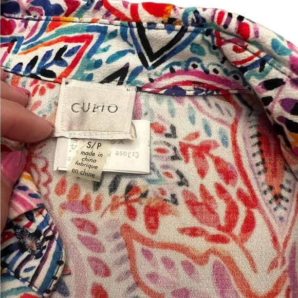 Cupio Bright Paisley Button-Up Dress | Beachy Cover-Up | Size Small - Picture 2 of 3